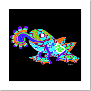 ecopop mister don frog in mexican totonac pattern Posters and Art